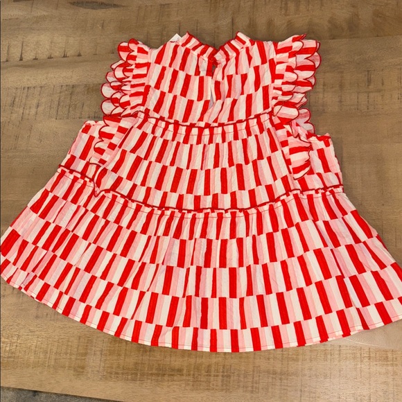 Joy Joy Boutique Red Medley Scalloped Top Large NWT NEW - Picture 8 of 9